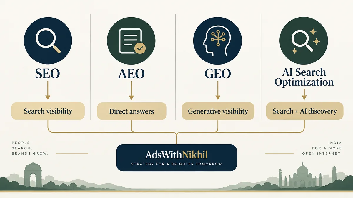 Comparison of SEO AEO GEO and AI search optimization